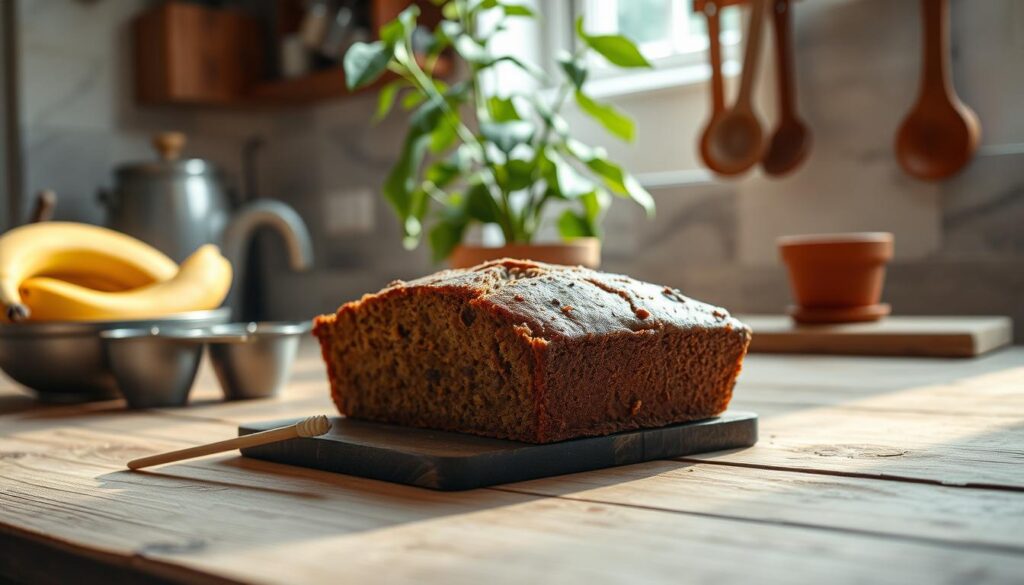 testing for doneness in banana bread