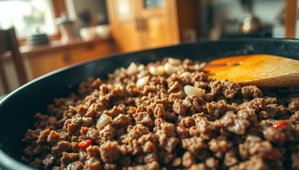 cooking ground beef