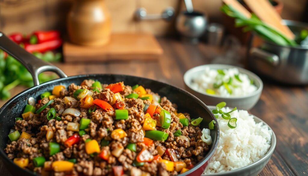 ground meat stir-fry